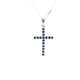 Collier Croix – Argent 925 & Saphir Synthétique