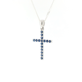 Collier Croix – Argent 925 & Saphir Synthétique