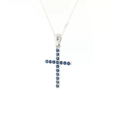 Collier Croix – Argent 925 & Saphir Synthétique