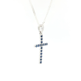 Collier Croix – Argent 925 & Saphir Synthétique