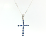 Collier Croix – Argent 925 & Saphir Synthétique