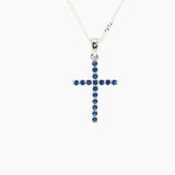 Collier Croix – Argent 925 & Saphir Synthétique