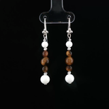Boucles d’Oreilles Œil de Tigre & Bénitier – Argent 925