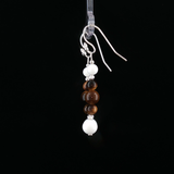 Boucles d’Oreilles Œil de Tigre & Bénitier – Argent 925