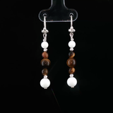 Boucles d’Oreilles Œil de Tigre & Bénitier – Argent 925