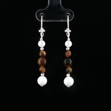 Boucles d’Oreilles Œil de Tigre & Bénitier – Argent 925