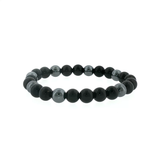 Bracelet Obsidienne Noire & Hématite Naturelles 8 mm – Qualité AA & A | Création EVALA