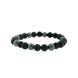 Bracelet Obsidienne Noire & Hématite Naturelles 8 mm – Qualité AA & A | Création EVALA