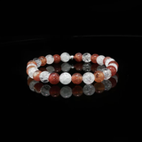 Bracelet Cristal de Roche Craquelé & Cornaline Naturelles 8 mm – Qualité A+ | Création EVALA
