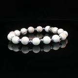 Bracelet “Équilibre Minéral” – Magnésite AA & Hématite Argentée
