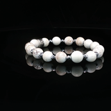 Bracelet “Équilibre Minéral” – Magnésite AA & Hématite Argentée