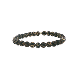 Bracelet Agate Noire & Beige Façon Tibétaine 6 mm – Qualité A | Création EVALA
