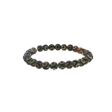 Bracelet Agate Noire & Beige Façon Tibétaine 6 mm – Qualité A | Création EVALA