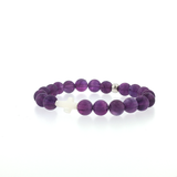 Bracelet Améthyste & Croix en Nacre – Apaisement & Spiritualité