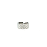 Bague Graphique Argentée – Acier Inoxydable Réglable