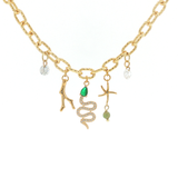 Collier « Serpent d’Émeraude » – Laiton plaqué or 24 carats & Zirconiums