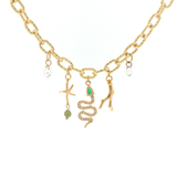 Collier « Serpent d’Émeraude » – Laiton plaqué or 24 carats & Zirconiums