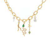 Collier « Serpent d’Émeraude » – Laiton plaqué or 24 carats & Zirconiums