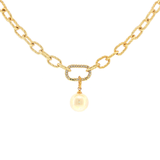 Collier “Perle Impériale” – Véritable Perle d'Eau Douce & Laiton Plaqué Or 24 Carats
