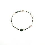 Bracelet “Jardin Secret” – Agate Mousse, Agate Tree, Turquoise d'Afrique & Perles d'Eau Douce