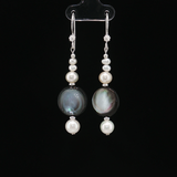 Boucles d'oreilles Nacre Grise & Perles d'Eau Douce – Argent 925