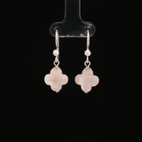 Boucles d'oreilles Trèfle en Nacre Rose des Bahamas – Argent 925