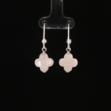 Boucles d'oreilles Trèfle en Nacre Rose des Bahamas – Argent 925