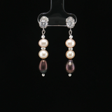 Boucles d'oreilles Perles d'Eau Douce Rosées & Perles Grises – Argent 925