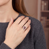 Bague Grenat naturel & Topazes blanches – Création unique EVALA
