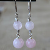Boucles d’oreilles perle de quartz rose
