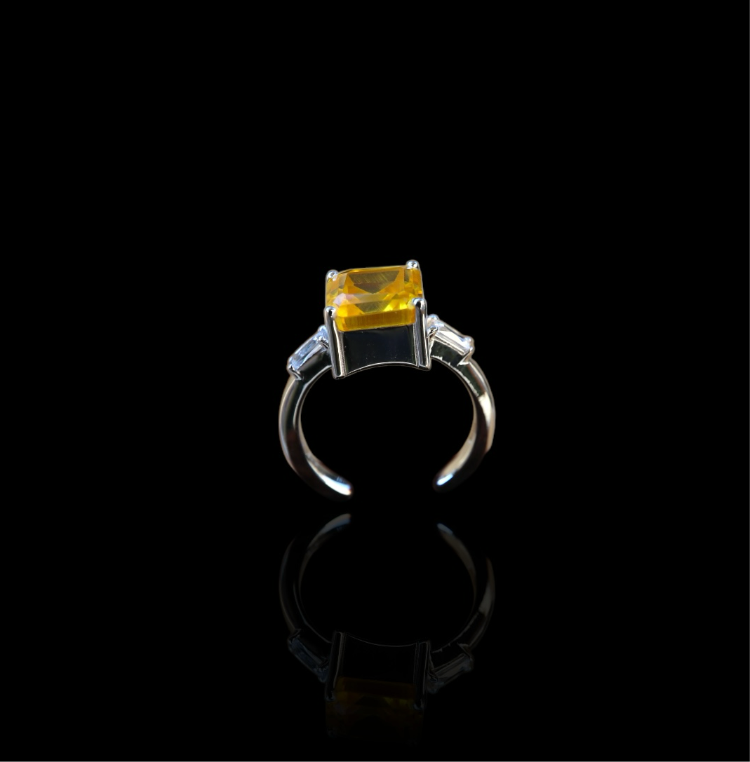 Bague en citrine 
, argent 925. Bague Eclat Solaire