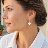 Boucles d'oreilles Fleur de Nacre – Argent 925 Rhodié