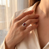 Bague “Passion Royale” – Grenat Naturel & Moissanites