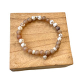 Bracelet Agate 6 mm et agate avec incrustation
