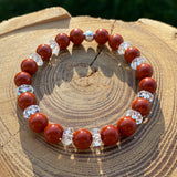 Bracelet Jaspe rouge avec cristal