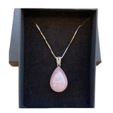 Pendentif " goutte quartz rose "