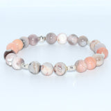 Bracelet agate rose Botswana avec séparateur argent