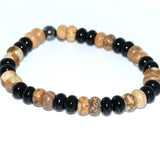 Bracelet jaspe paysage et agate noire