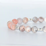 Bracelet agate rose Botswana avec séparateur argent