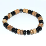 Bracelet jaspe paysage et agate noire