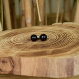Boucles d'oreilles " obsidienne" 6 mm