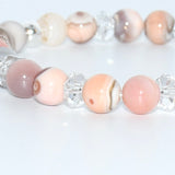 Bracelet d'agate rose avec cristal de roche
