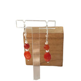 Boucles d'oreilles en agate feu et perle d'eau douce