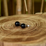 Boucles d'oreilles " obsidienne" 6 mm