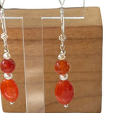 Boucles d'oreilles en agate feu et perle d'eau douce