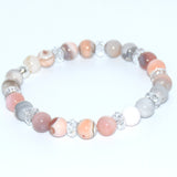 Bracelet d'agate rose avec cristal de roche