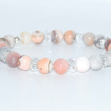 Bracelet d'agate rose avec cristal de roche