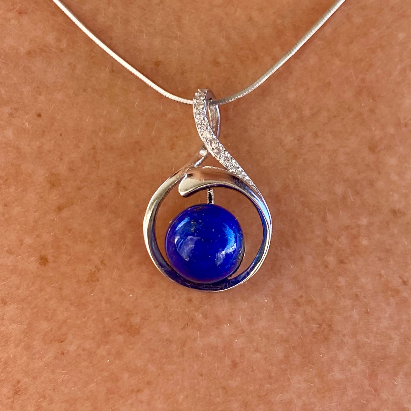 collier lazuli lapis bleu argent 