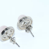Boucles d'oreilles quartz rose strass rhodié