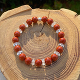 Bracelet Jaspe rouge avec cristal